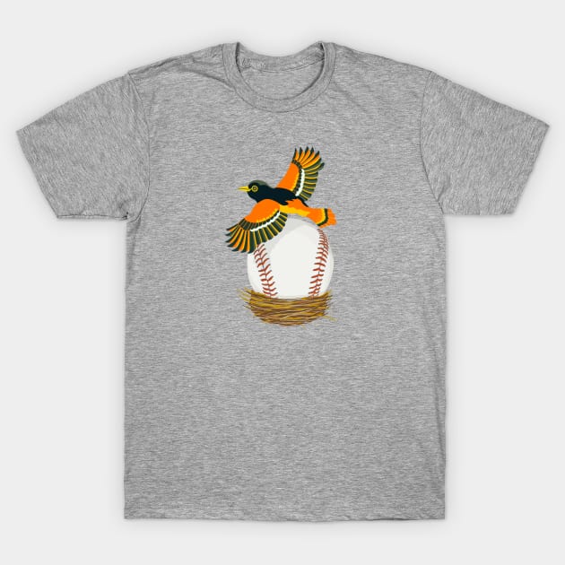 Play Ball! Oriole Baseball Egg in Nest T-Shirt by BullShirtCo